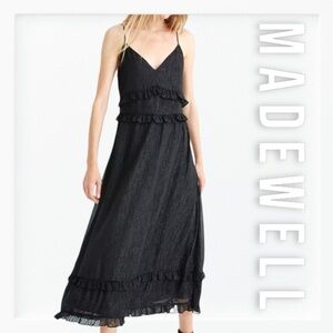 Madewell Shimmer Ruffle Cami Midi Dress sz 2